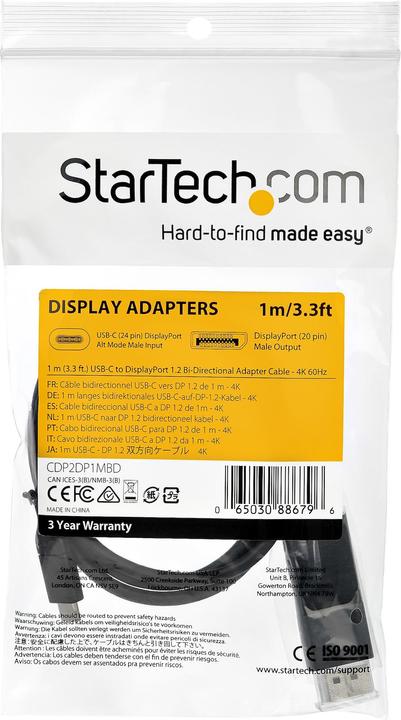 Image du produit StarTech USB C - DisplayPort (1 m, DisplayPort, USB Type C)