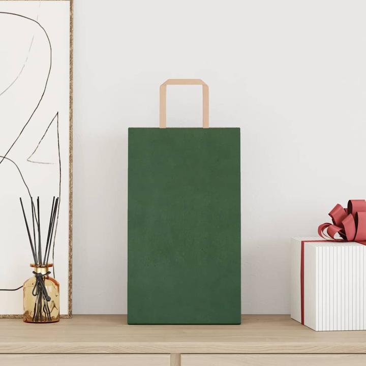 Immagine prodotto VidaXL Sacchetti di carta kraft 50 pezzi con maniglia verde 21x11x36 cm (Borsa da regalo, 50 x)