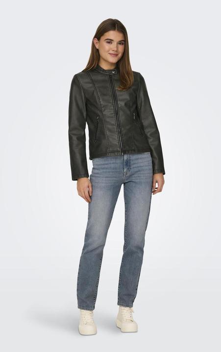 Actual product image Only Band collar biker jacket Faux leather jacket (XS)
