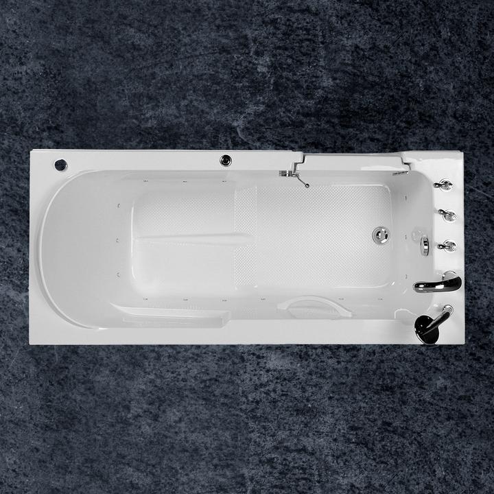 Image du produit PureHaven Baignoire senior 170x75 cm Siège et hydromassage avec jets de massage Porte intégrée pour un accès (75 cm, 170 cm)