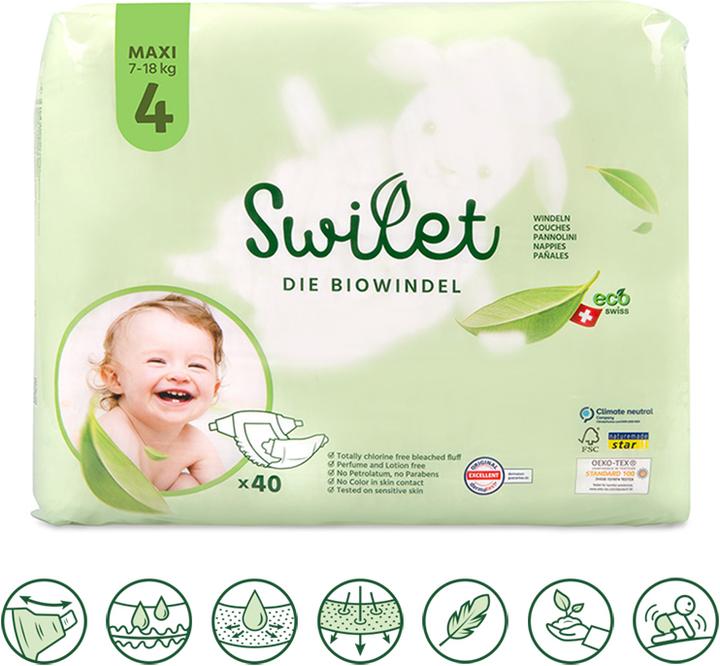 Swilet The organic nappy (Size 4, Pack, 40 Piece)