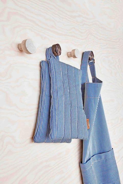 Actual product image Oyoy Potholder Striped Denim 2 pieces, blue/white (Organic cotton)