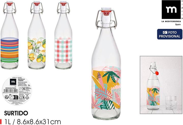 Immagine prodotto La Mer Glas-Flasche Glas 1 L (12 Stück) (1 l, 12 x)