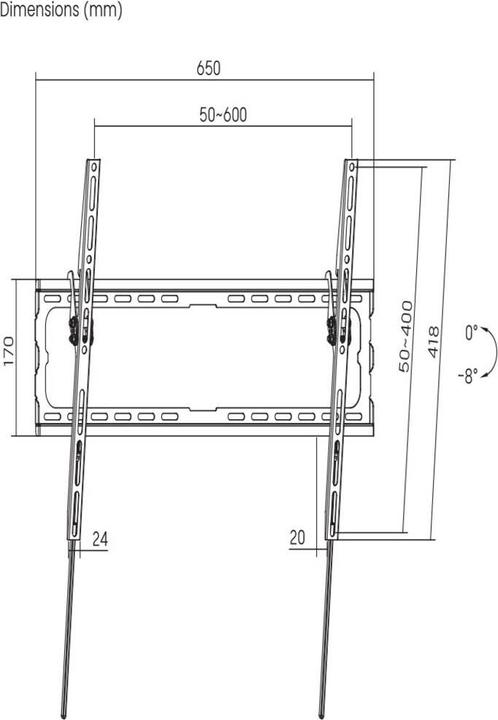 Image du produit SpeaKa Professional SP-TVM-601 Support TV mural 94,0 cm (37") - 203,2 cm (80") N (80", 45 kg)