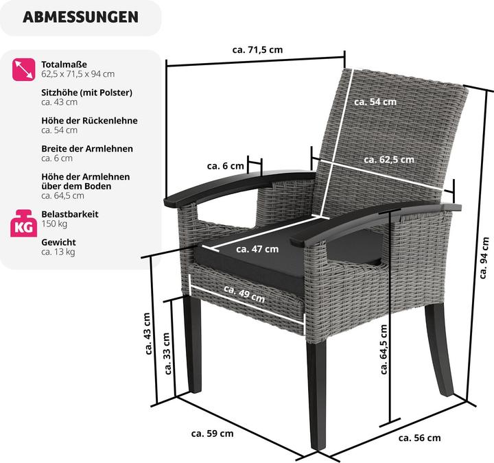 Image du produit tectake Chaise en rotin Rosarno