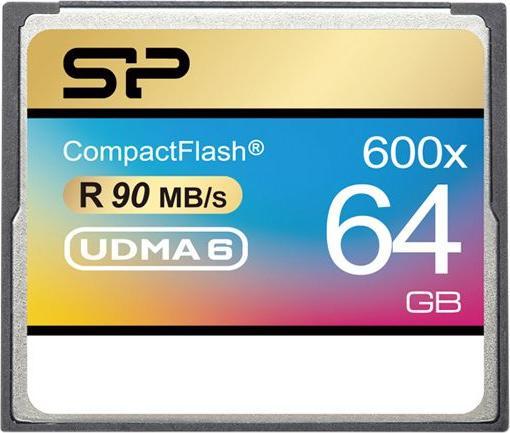 Actual product image Silicon Power 64GB 600x CF Read up to 90MB/s ATA interface PIO mode 6 MWDMA 4 UDMA 6 ECC function Re (64 GB, CF, U3, UHS-III)