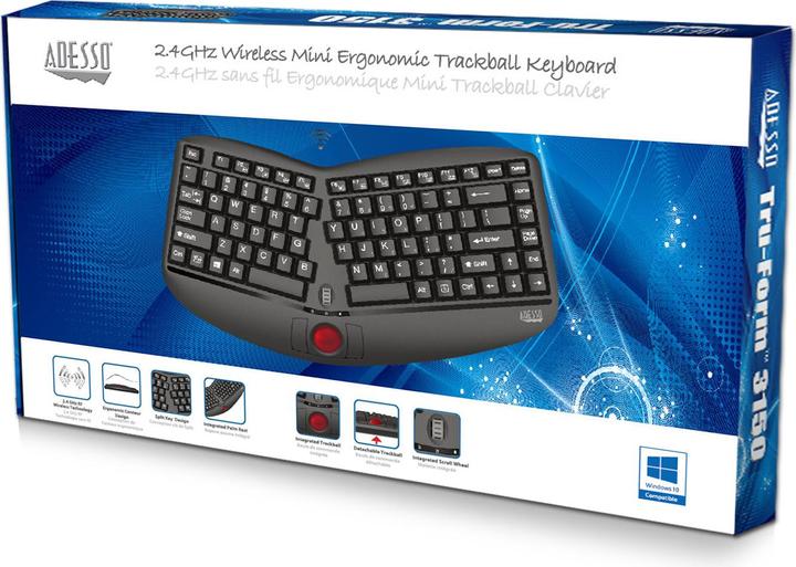 Immagine prodotto Adesso Trackball Ergonomica Wireless (US, Cablato)