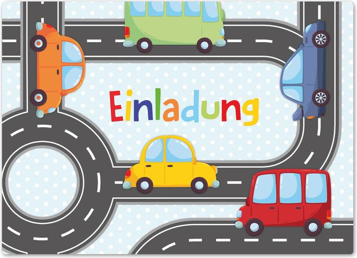 Produktbild Papierdrachen 12 Einladungskarten zum Geburtstag – Autos (12 Stk.)