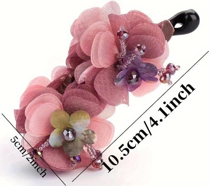 Produktbild Activity Board 2 Stück Vintage Bohemian Style Fabric Flower Hair Claw - Harz elegante Bananenklammer rutschfeste (2 Stk.)