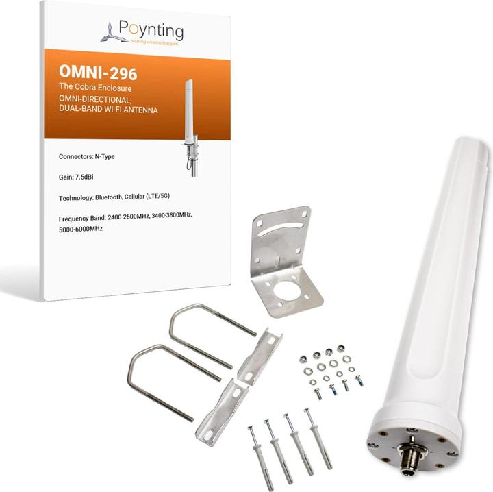 Produktbild Poynting wlan-antenne 2.4 ghz/5ghz 7.5dbi 1x1 omni-directional antenna omni-296 (WLAN)