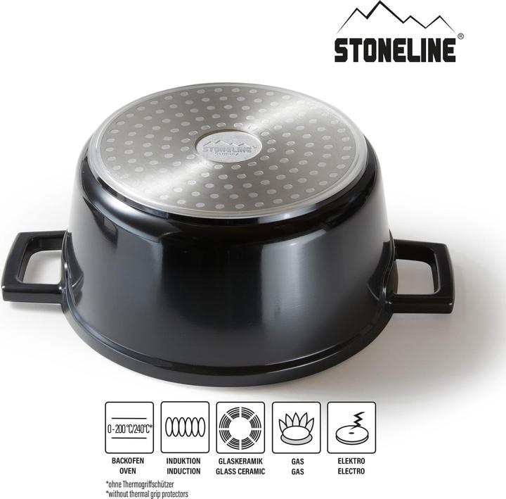 Actual product image Stoneline 20094 Roasting Pot, ø 20cm, with cast aluminium lid, capacity 2,6L, black (20 cm, Casserole + Stewpot, Aluminium)