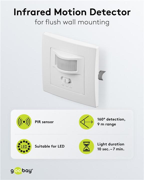Actual product image Goobay Flush-mounted PIR motion detector (9 m)