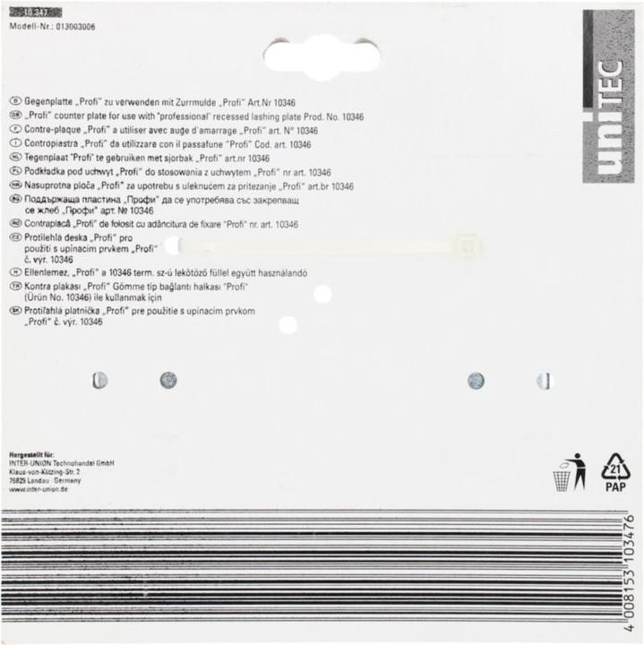 Actual product image Unitec counter plate for lashing trough