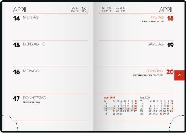 Actual product image Pocket calendar 713 7,2x10,2cm 1 week/2 pages plastic black 2025
