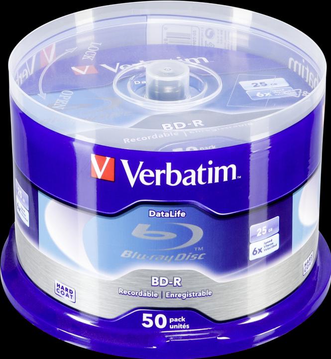Actual product image Verbatim 1x50 BD-R Blu-Ray 25GB 6x Speed Datalife No-ID Cakebox (50 x)