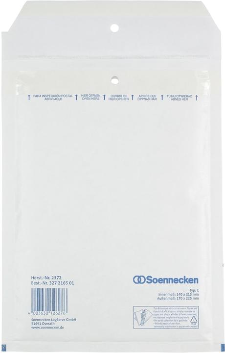 Actual product image Soennecken Bubble envelope Type designation: C/0 Closure technique: with adhesive tape (1 x)