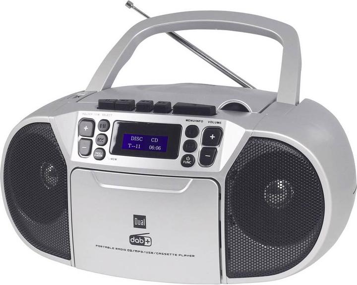 Produktbild Dual DAB-P 210 Boombox Kassettenradio DAB+, UKW CD, Kassette, AUX Silber