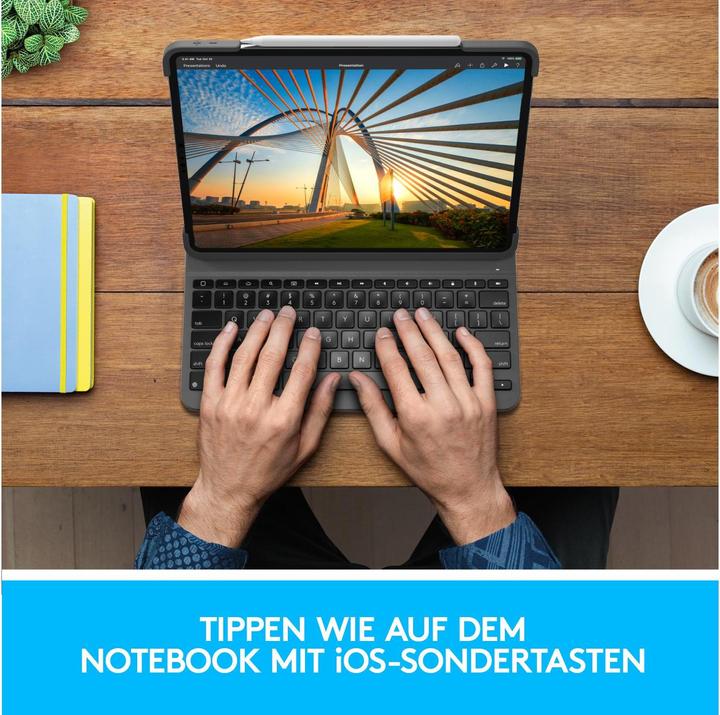 Produktbild Logitech Slim Folio Pro (CH, iPad Pro 11 2022 (4. Gen), iPad Pro 11 2021 (3. Gen), iPad Pro 11 2018 (1. Gen), iPad Pro 11 2020 (2. Gen))