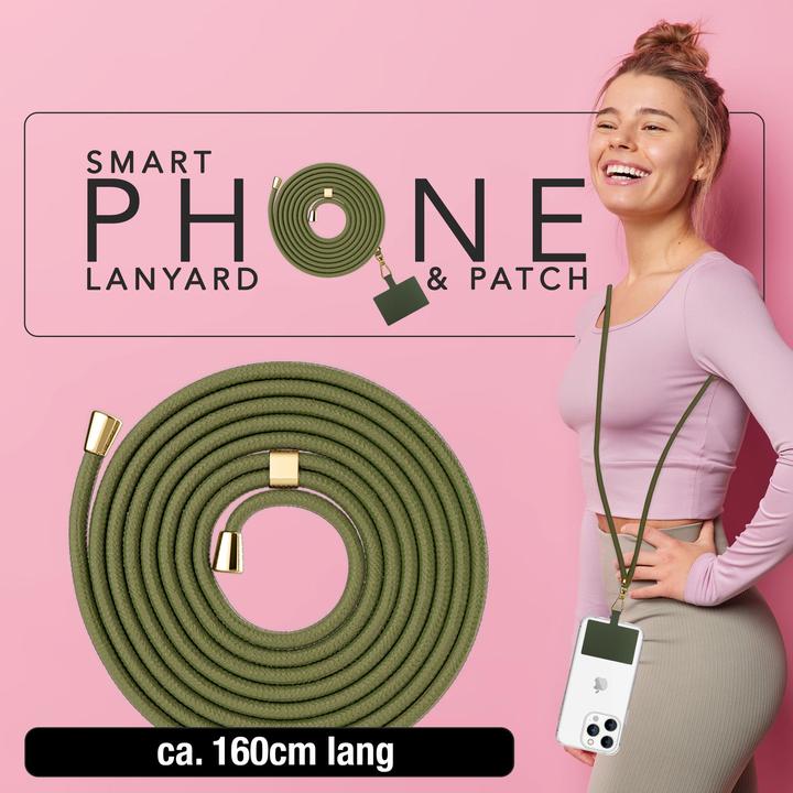 Actual product image Nalia Handyband + Pad für Hülle zum Umhängen, Karabinerhaken Anhänger aus Metall (gold)
