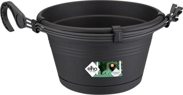 Produktbild Elho Blumenampel-Set Green Basics Kunststoff Ø 28 H 18 cm schwarz inkl. Halterung und Untersetzer (29 cm)