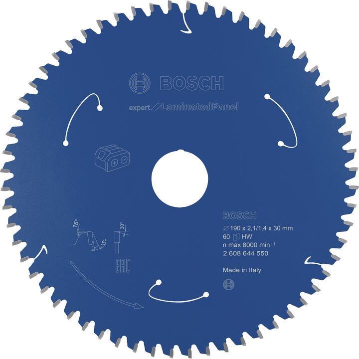 Bosch Professional Zubehör Circular saw blade Expert for Laminated Panel, 190 x 2.1/1.4 x 30, 60 teeth