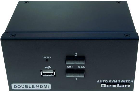 Image du produit Dexlan Commutateur KVM double écran 2 ports, HDMI 4K/ USB 2.0