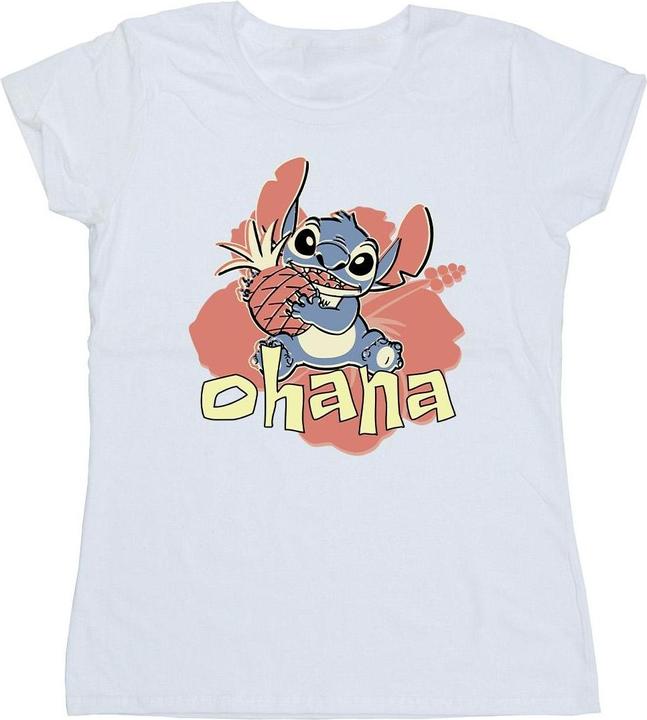 Actual product image Disney Womens/Ladies Lilo And Stitch Ohana Pineapple Cotton T-Shirt (S)