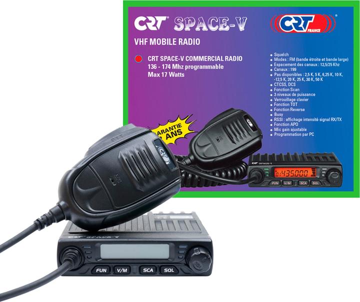 Produktbild CRT Alpha UKW-Radio CRT SPACE V 136–174 MHz, 199 Kanäle, programmierbar am PC, 13,8 V DC, Talk Around, Scan, S
