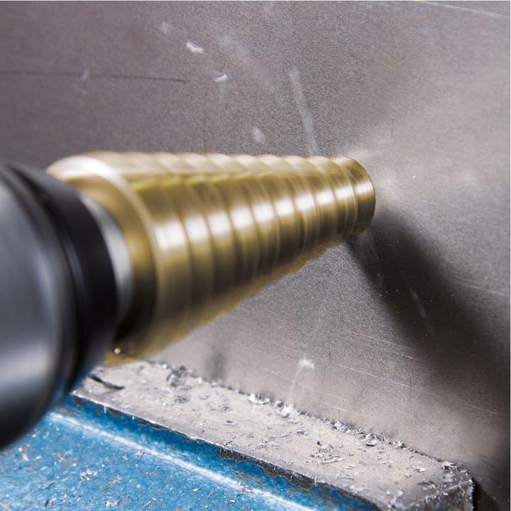 Actual product image Ruko Step drill set HSSTiN spiral fluted in the sizes in ABS plastic cassette pcs. (4 - 12, 4 - 30, 4 - 20)
