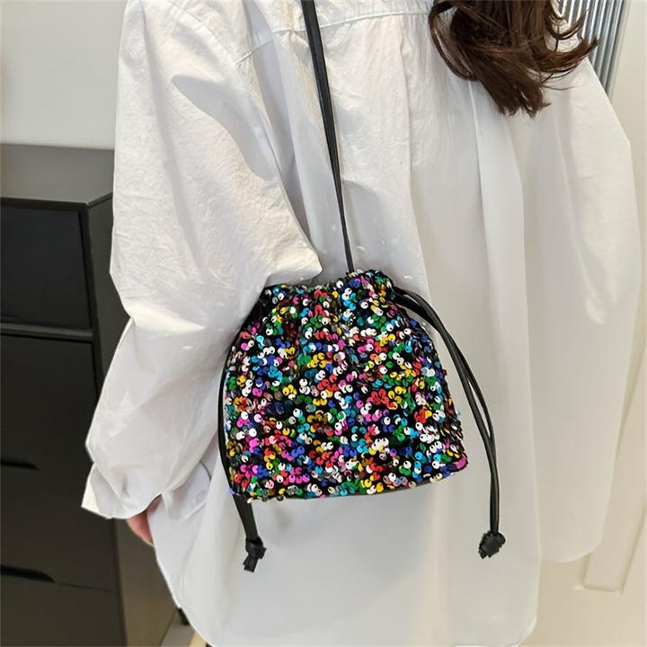 Produktbild Only-Bags.Store Bunte Sparkle Glitter Pailletten leichte Eimer Tasche, stilvolle Strasse Pendler Stil weiche