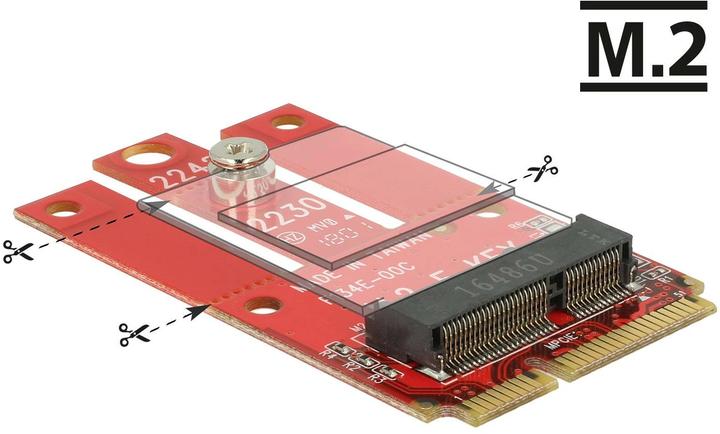 Image du produit Delock Mini carte PCI Express Mini PCIe - M.2 Key-E USB2.0