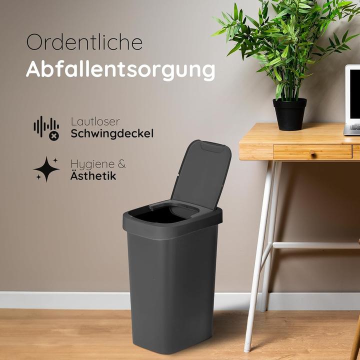 Produktbild Novaliv 2 Stück Mülleimer 50L mit 2in1 Deckel, Klappdeckel & Schwingdeckel, Stilvoller Anti-Geruch A (50 l)