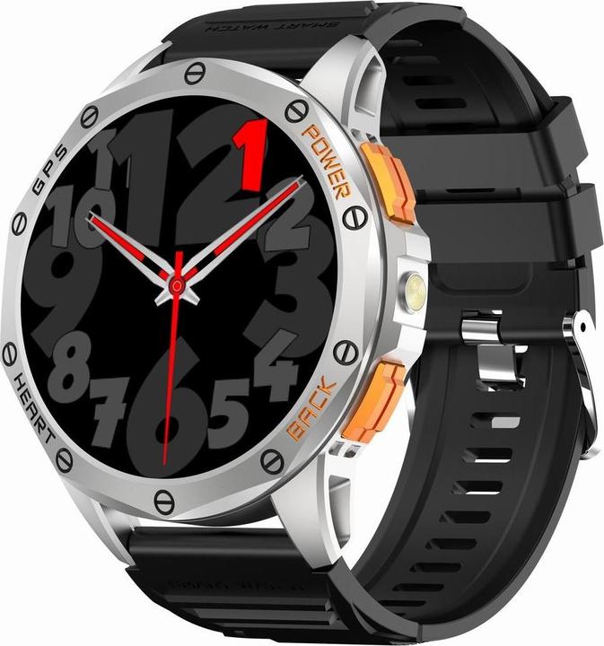 Image du produit Gravity GPS GT24-4 Herren-Smartwatch, schwarzes Silikonarmband + orangefarbenes Silikonarmband
