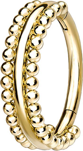 Star Piercing Micro Segmentring klappbar vergoldet doppellinie mit Kugeln (ohne Messing, Chirurgenstahl 316L)