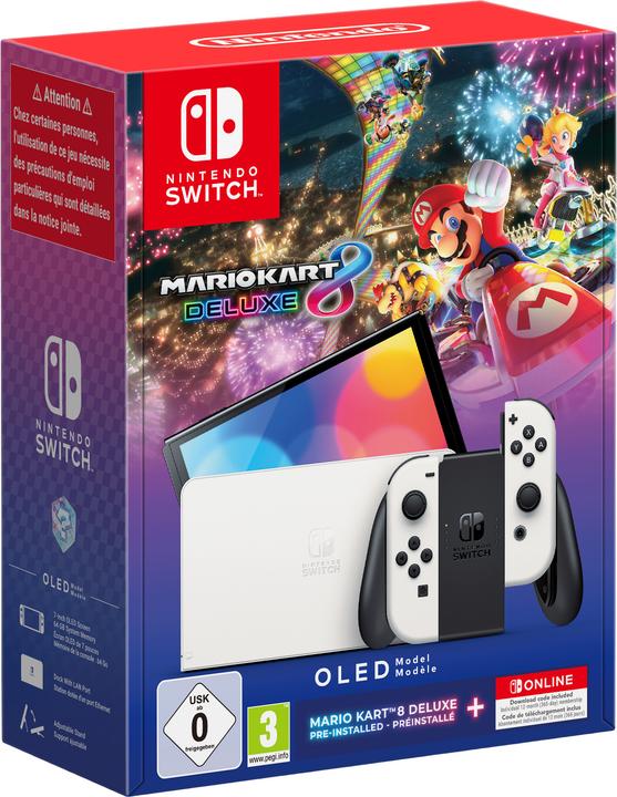 Nintendo Switch OLED-Modell (weiss) – Mario Kart 8 Deluxe + Switch Online – Mitgliedschaft (12 Monat