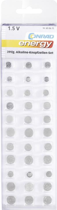 Immagine prodotto Conrad energy Set di 39 pezzi di pile a bottone alcaline (39 pz., LR41, LR754, LR9, LR621.)