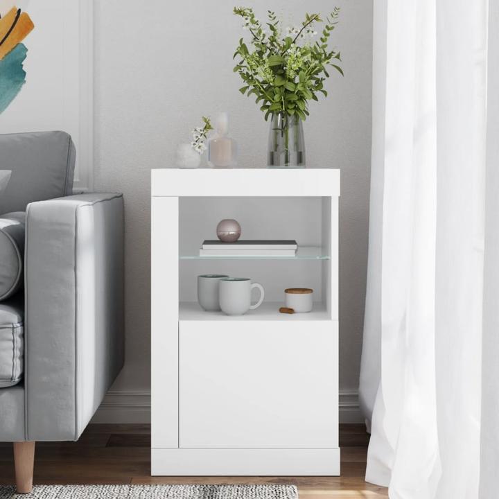 Produktbild VidaXL Beistellschrank mit LED-Leuchten Weiss (41 x 37 x 67 cm)