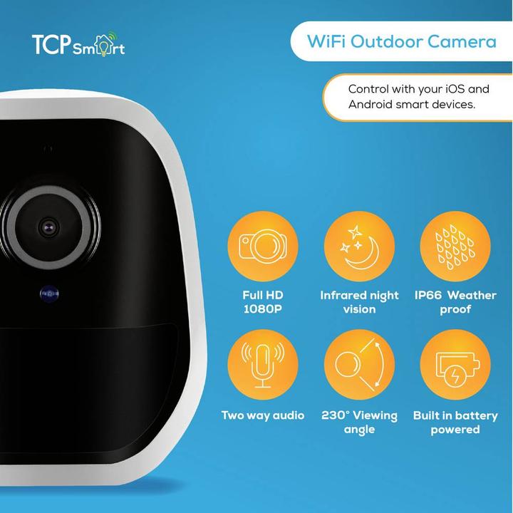 Produktbild TCP Smart Überwachungskamera WIFI Camera WLAN IP 1920 x 1080 Pixel (1920 x 1080 Pixels)