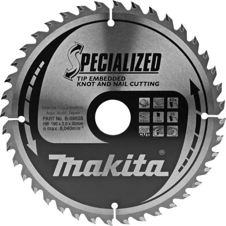 Actual product image Makita Lama di sega circolare SPECIALIZED con denti rinforzati 190/30