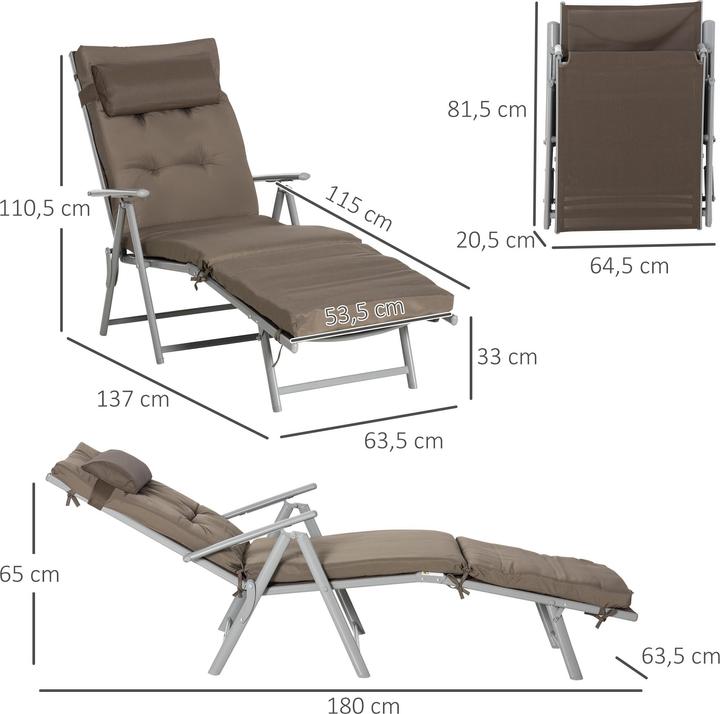 Image du produit Outsunny Bain de soleil avec coussin (180 cm)