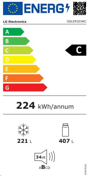 Energie-Label LG Stand SidebySide Kombination628 l, C