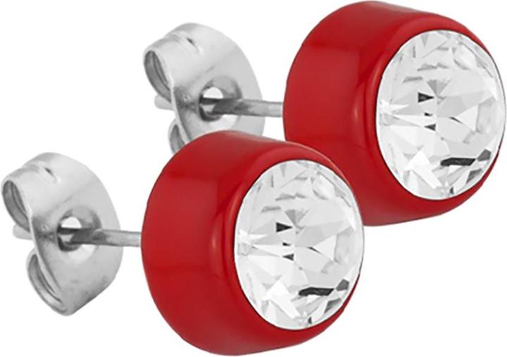 Actual product image Star Piercing Stud earrings Fire Red with Swarovski crystal silver (Surgical steel 316L, without brass)