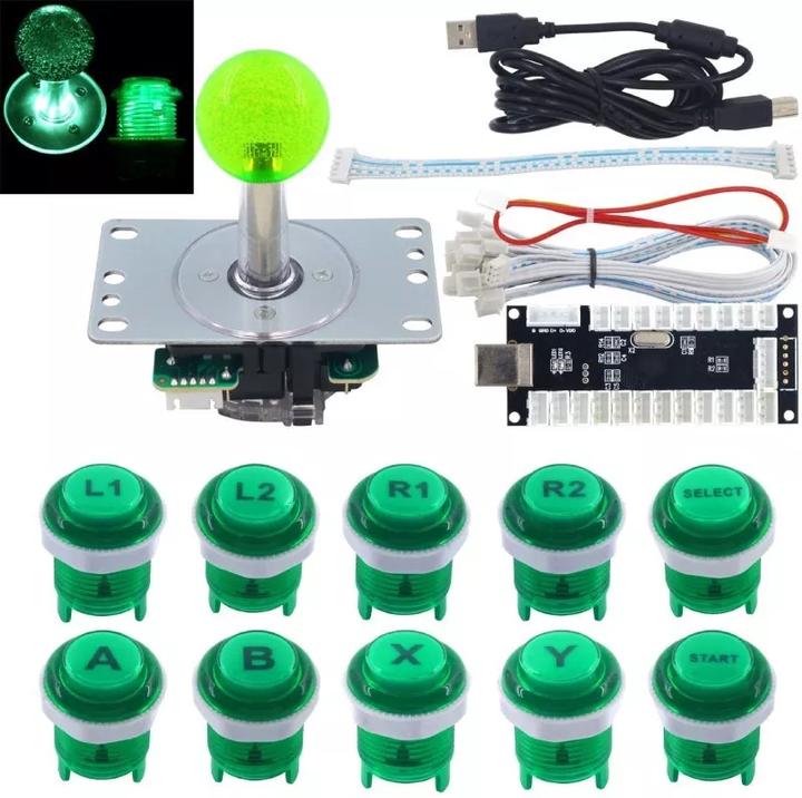 Produktbild NoName LED backlit arcade buttons and joystick kit - Green