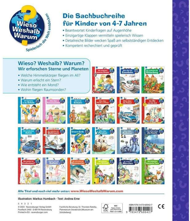 Produktbild Ravensburger Wieso? Weshalb? Warum?, Band 59: Wir erforschen Sterne und Planeten (Deutsch, Andrea Erne, Markus Humbach, 2023)