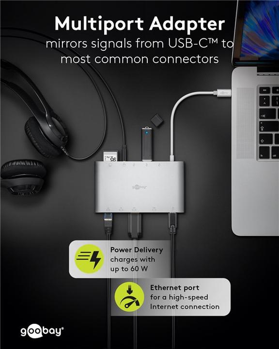 Actual product image Goobay USB-C Multiport-Adapter (USB-C, 11 Ports)