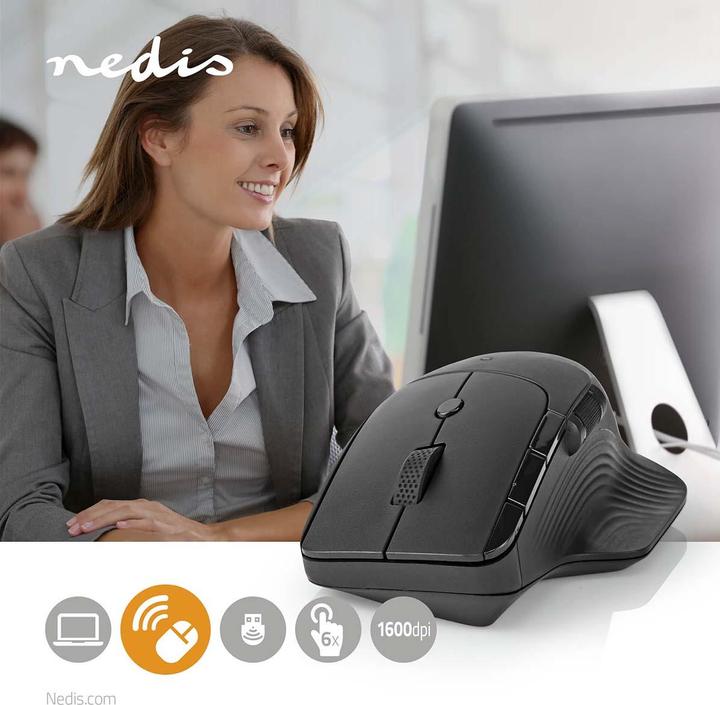 Actual product image Nedis Mouse | Wireless | 800 / 1200 / 1600 dpi | Adjustable DPI | Number of buttons: 6 | Right-handed (Wireless)