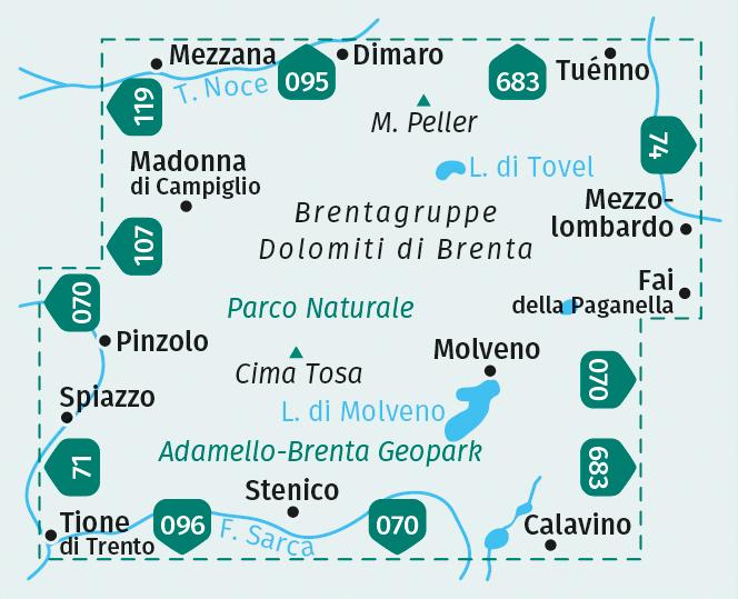 Energie-Label Wanderkarte 073 Brentagruppe / Dolomiti di Brenta 1:25.000