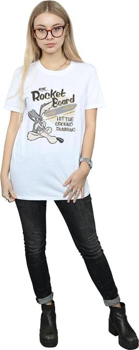 Actual product image Looney Tunes Womens/Ladies Rocket Board Wile E Coyote Cotton Boyfriend T-Shirt (3XL)