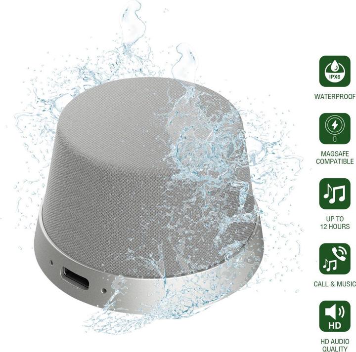 Actual product image 4smarts Bluetooth speaker SoundForce MagSafe compatible silver/grey (12 h, Rechargeable battery operated)