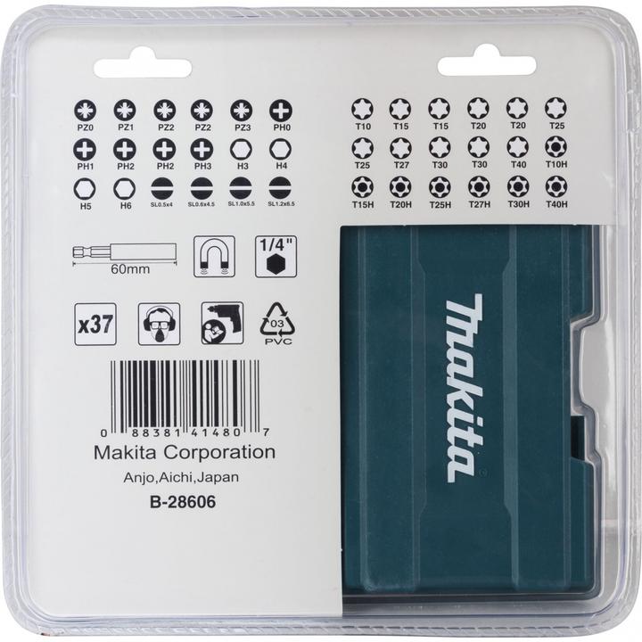Produktbild Makita BitSet D37194 (4, 4.5, 5.5, 6.5, 27, 40, TX25, PH2, H6, PZ2, TX10, PH1, TX15, H3, TX30, PH0, PZ1, 27H, 15h, H4, 40H, PH3, 20H, PZ3, 25H, 30H, H5, TX20, PZ0)